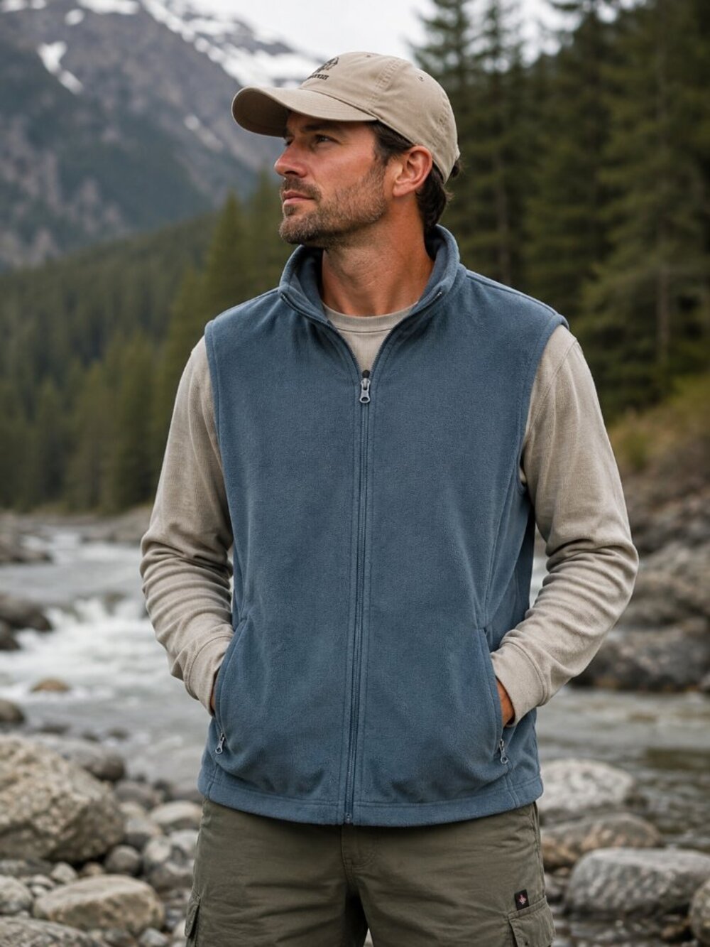 33,000 Ft Men’s Fleece Vest Large Blue Zip Up Gorpcore Outdoor Hiking